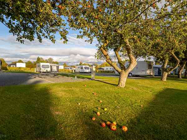 Fully-serviced gravel and hardstanding touring pitch