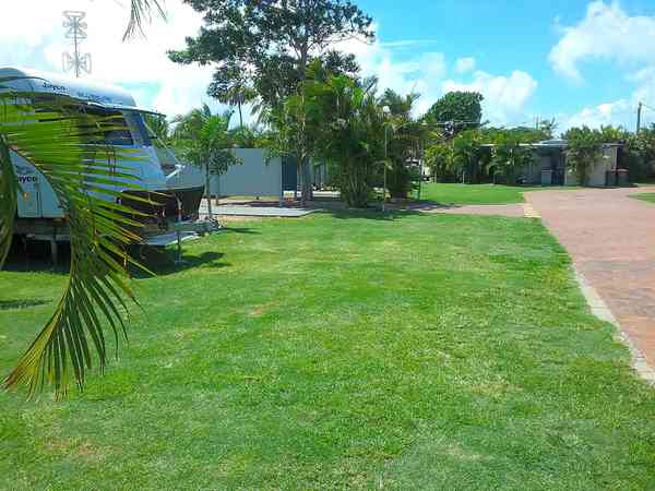 Powered concrete and grass site
