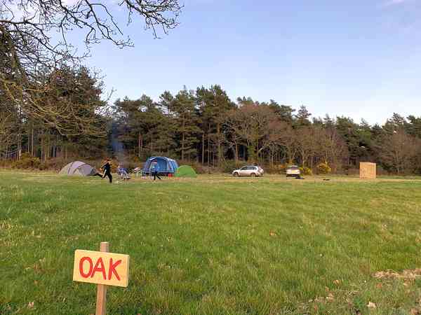Emplacement pour tente ou pour caravane pliante sur herbe sans électricité (large, réservé uniquement aux groupes, feux de camp, sanitaires privés)