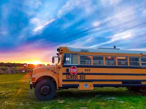 American School Bus 1 bedroom static caravan (no pets)