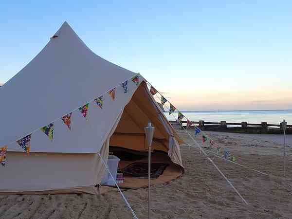 Trying out the tent on Swanage beach Trying out the tent on Swanage beach