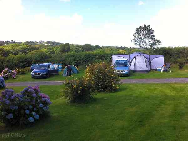 Non-electric grass tent pitch