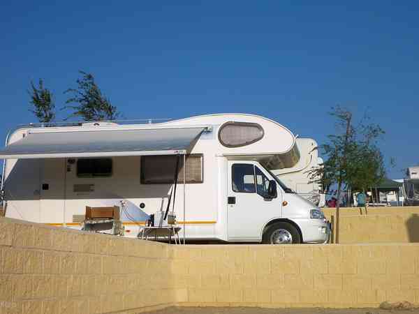 Power optional concrete slab motorhome site