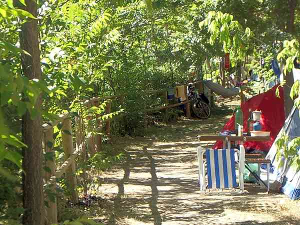 Parcela de césped y tierra con electricidad opcional para tienda, para tienda remolque o para caravana