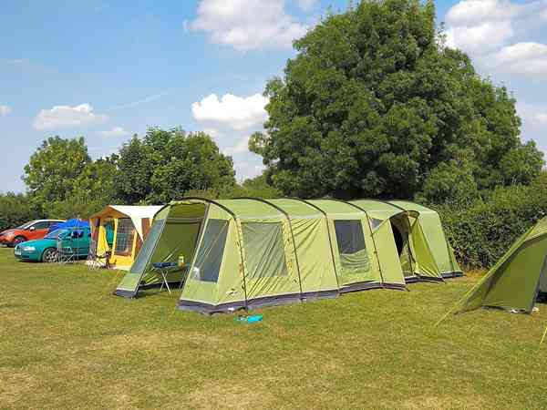 Non-electric grass tent pitch