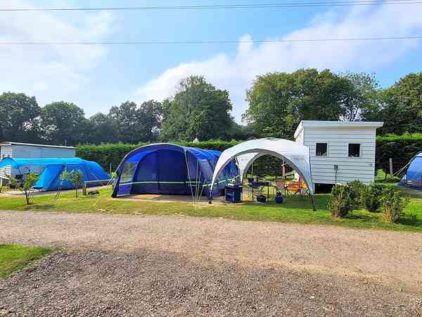 Powered grass tent, trailer tent or campervan site (Private restroom amenities)