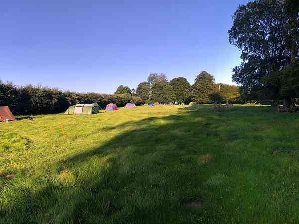 Non-electric grass tent pitch