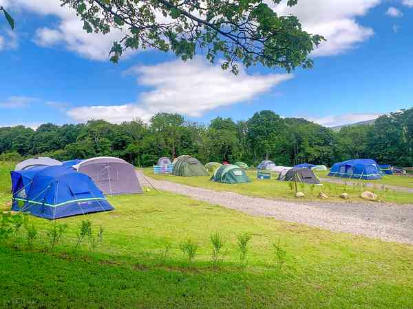 Electric grass tent or trailer tent pitch