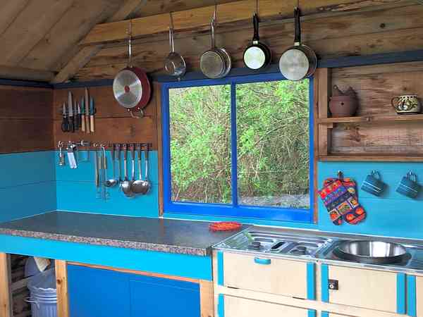 Inside the kitchen hut at Exclusive Too Inside the kitchen hut at Exclusive Too