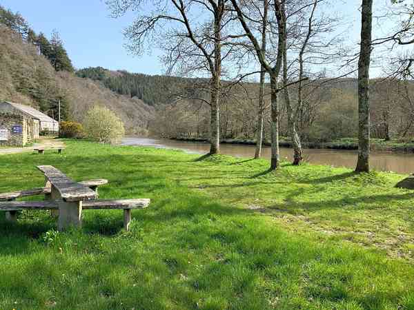 Emplacement pour tente ou pour caravane pliante sur herbe sans électricité (en bordure de rivière, premium)