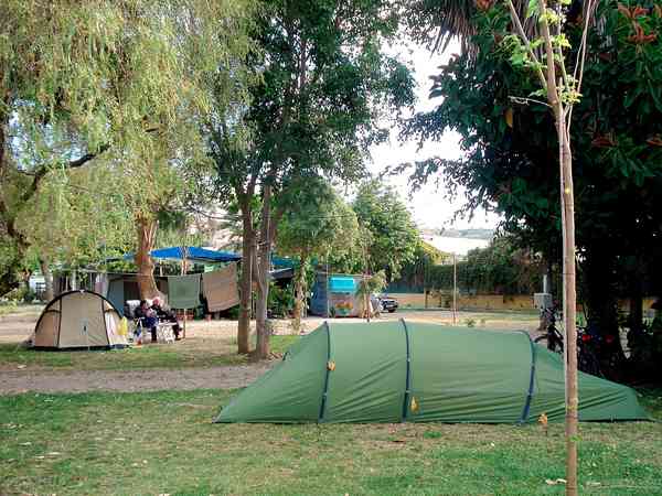 Electric optional grass and earth tent or trailer tent pitch