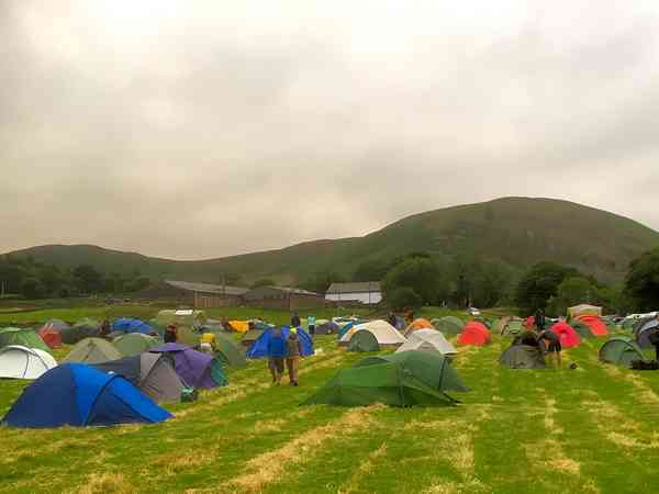 Non-electric grass tent pitch