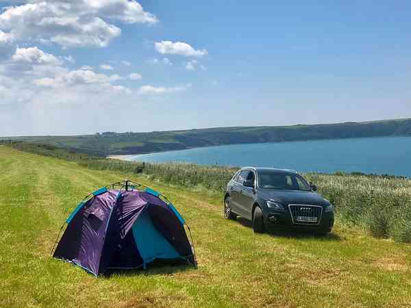 Unpowered grass tent site
