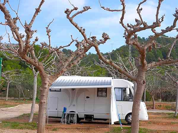 Powered earth tent, trailer tent or travel trailer site
