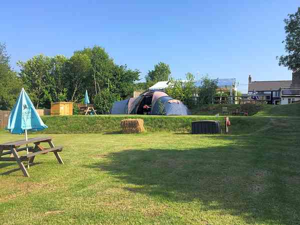 Electric grass tent pitch