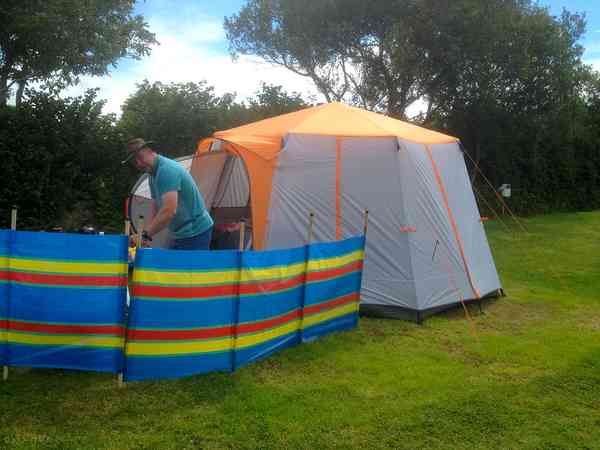 Non-electric grass tent pitch