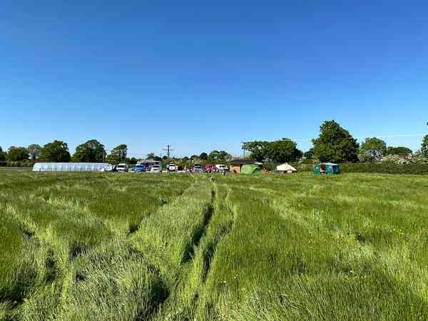 Non-electric grass tent pitch
