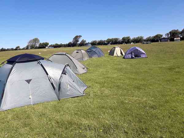 Non-electric grass tent or trailer tent pitch