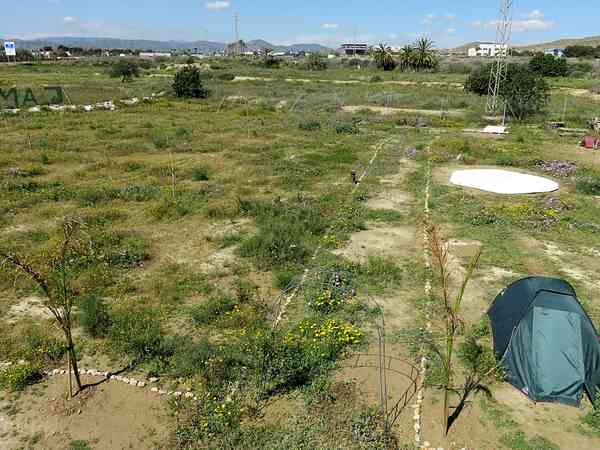 Emplacement pour tente sur herbe et sur sol en terre sans électricité