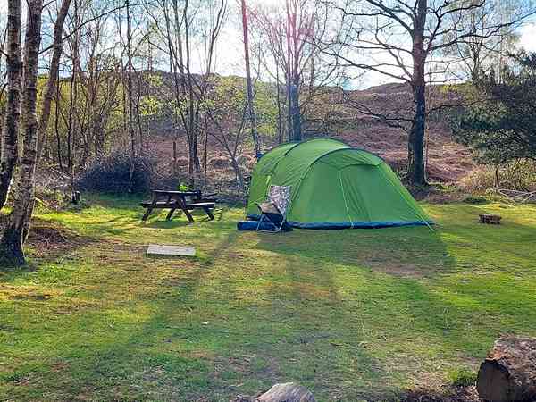 Unpowered grass tent site