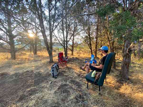 Ginger non-electric forest floor tent pitch