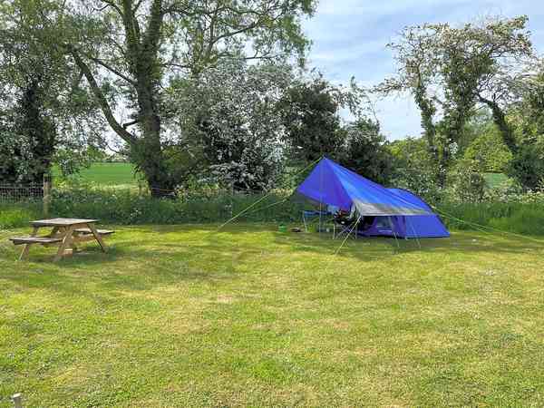 Staplaats voor een tent op gras zonder elektriciteit