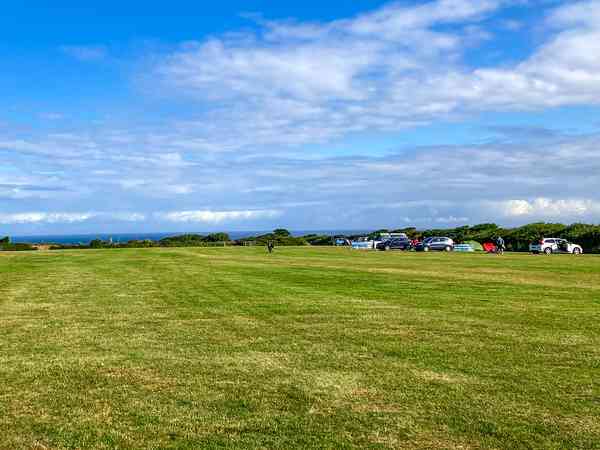 Non-electric grass tent pitch