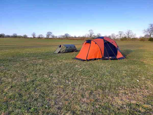 Non-electric grass tent pitch