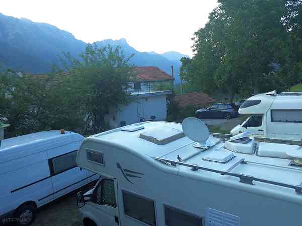 Electric grass and earth motorhome pitch
