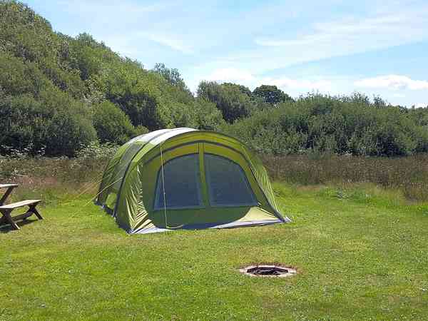 Non-electric grass tent pitch