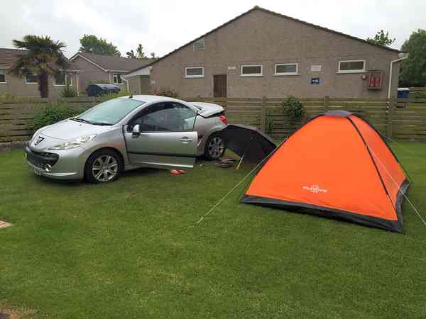Non-electric grass tent or trailer tent pitch (six man)