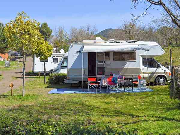 Electric hardstanding and grass motorhome pitch