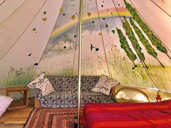 Inside the newly painted Blackcurrant Bell Tent Inside the newly painted Blackcurrant Bell Tent
