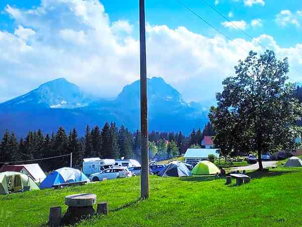 Electric optional grass and earth campervan pitch