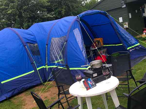 Our tent and toilet/washing facilities Our tent and toilet/washing facilities