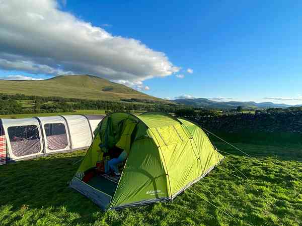Non-electric grass tent pitch