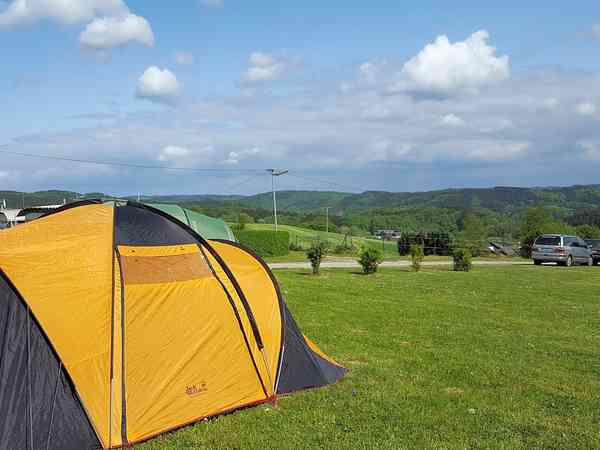 Electric optional grass tent pitch