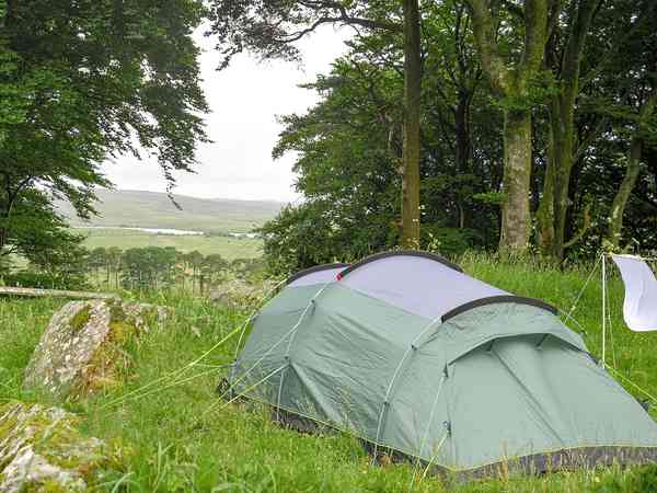 Non-electric grass tent pitch