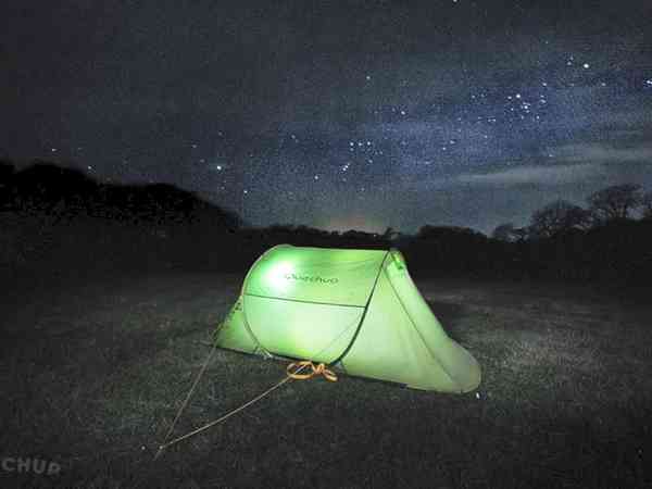 Non-electric grass tent or trailer tent pitch