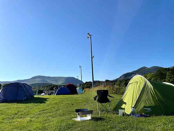 Non-electric grass tent pitch