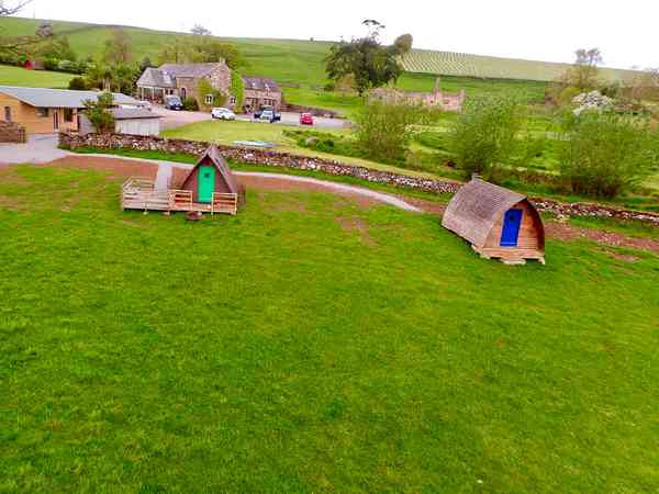 The camping pods look right over the farm The camping pods look right over the farm