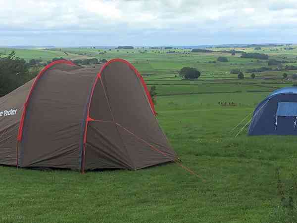 Non-electric grass tent pitch