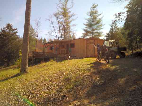 exterior with wood siding milled from our trees. exterior with wood siding milled from our trees.