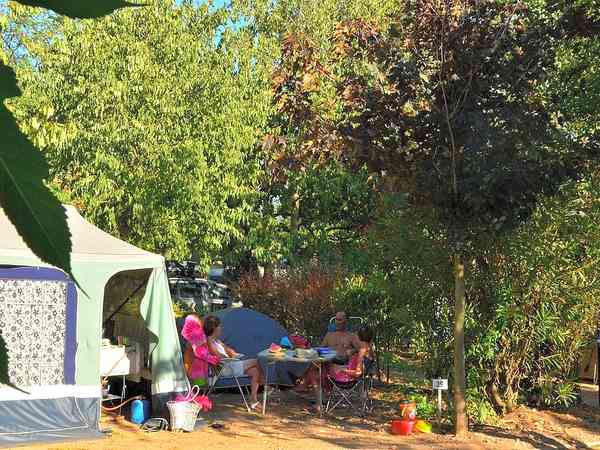 Emplacement sur sol dur et herbe avec électricité
