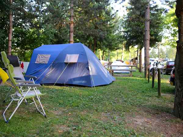Electric grass and earth tent or trailer tent pitch (two man)
