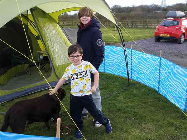 Kids and dog enjoying the site. Kids and dog enjoying the site.