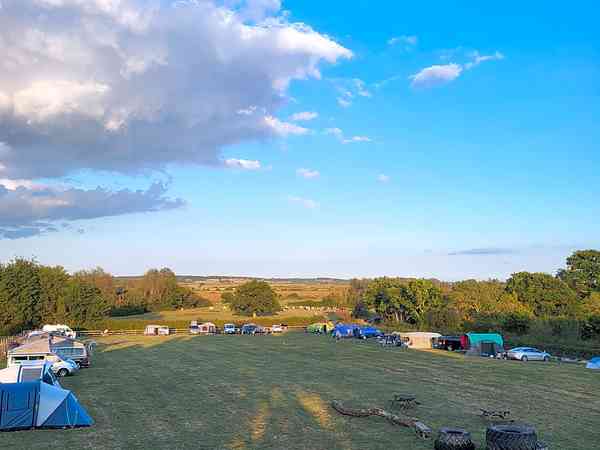 Primitive grass travel trailer site