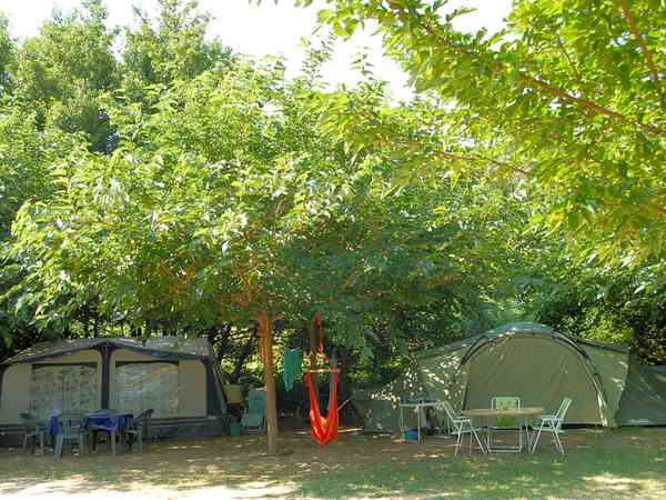 Electric grass and earth tent or touring caravan pitch