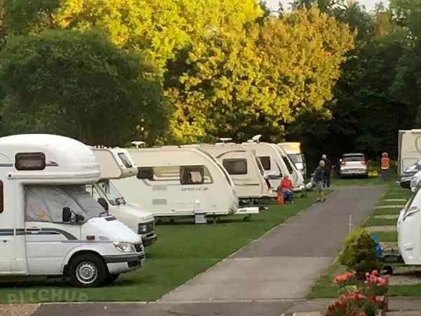 Electric hardstanding and grass motorhome pitch