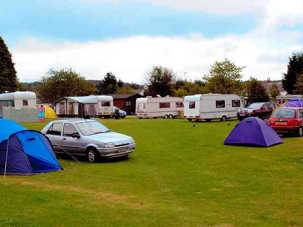 Electric grass tent pitch